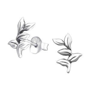 Sterling Silver Leaf Studs